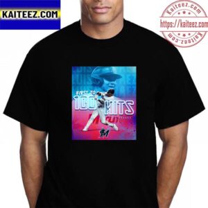 Miami Marlins Luis Arraez First To 100 Hits Vintage T-Shirt