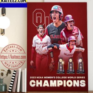 Oklahoma Sooners Softball Back to Back To Back National Champions 2023 NCAA Womens College World Series Art Decor Poster Canvas