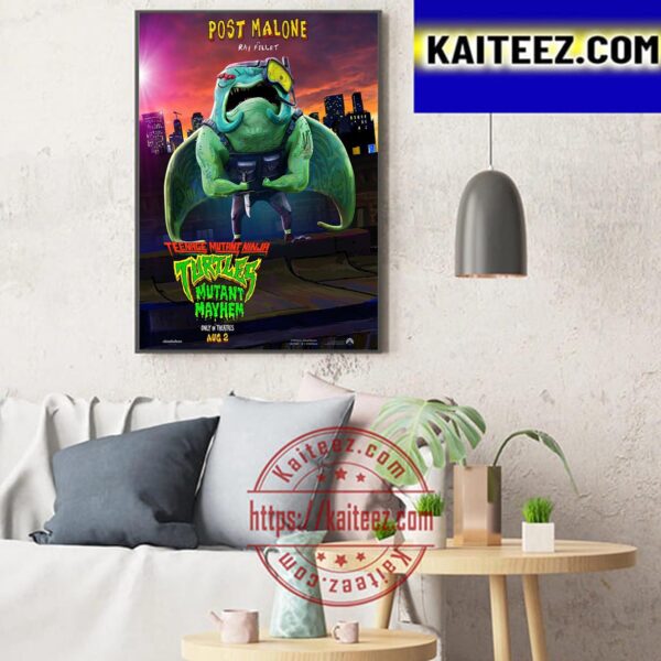 Post Malone Is Ray Fillet In Teenage Mutant Ninja Turtles Mutant Mayhem Art Decor Poster Canvas