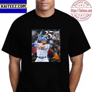 Texas Rangers Marcus Semien 25 Game Hitting Streak In MLB Vintage T-Shirt