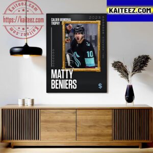 The Calder Memorial Trophy For The Best Rookie In The NHL Matty Beniers Art Decor Poster Canvas