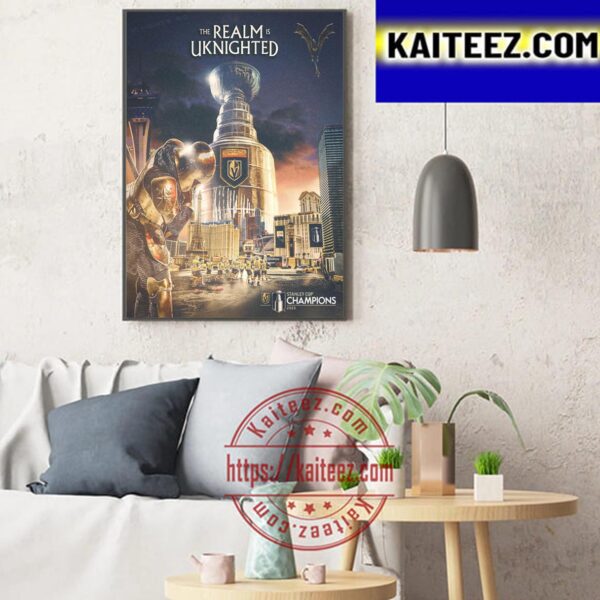 The Realm Is Uknighted Vegas Golden Knights 2023 Stanley Cup Champions Art Decor Poster Canvas