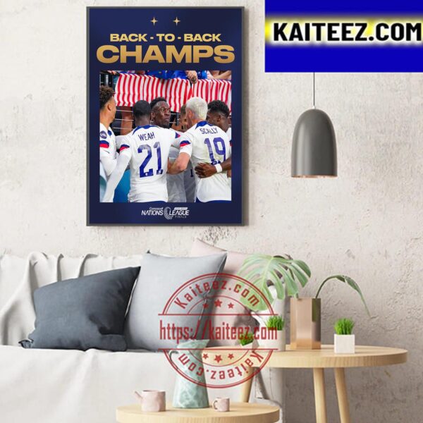 US Mens National Soccer Team Are Back To Back Champs CONCACAF Nations League Art Decor Poster Canvas