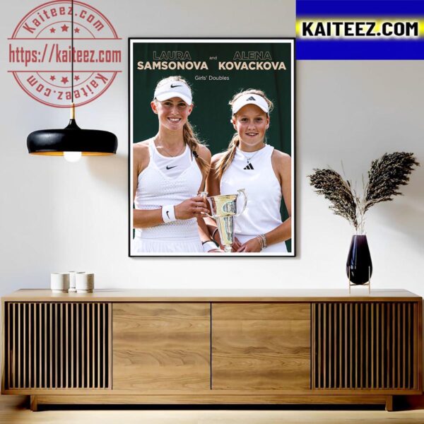 Laura Samsonova And Alena Kovackova Are Girls Doubles Champions At 2023 Wimbledon Art Decor Poster Canvas