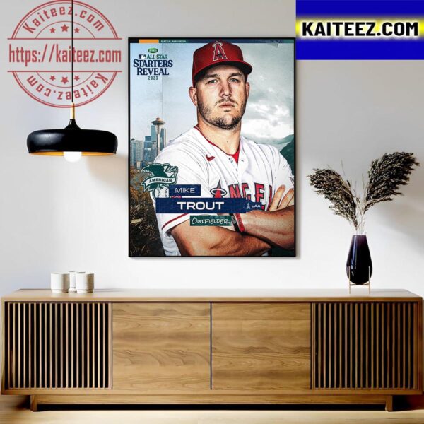 Mike Trout Of American League In 2023 MLB All Star Starters Reveal Art Decor Poster Canvas