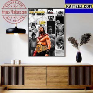 Roman Reigns Top 3 Longest WWE Champion Title Art Decor Poster Canvas