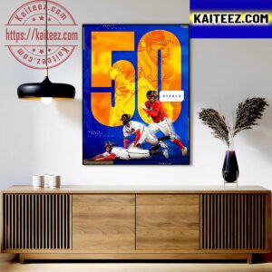 Ronald Acuna Jr 50 Steals With Atlanta Braves In MLB Art Decor Poster Canvas