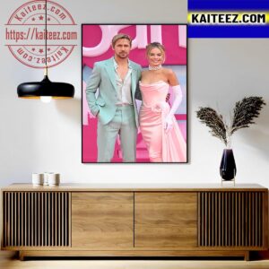 Ryan Gosling And Margot Robbie At The Barbie European Premiere Art Decor Poster Canvas