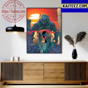 Superman Vs Godzilla In Justice League Vs Godzilla Vs Kong Art Decor Poster Canvas