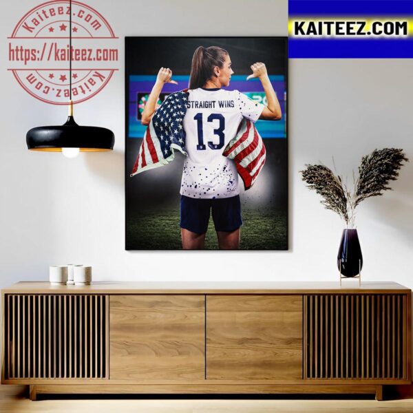 USWNT 13 Straight Games Won At World Cups Art Decor Poster Canvas