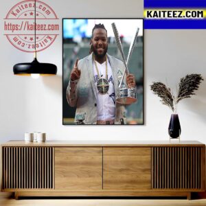 Vladimir Guerrero Jr With The Home Run Derby Chain Trophy And Jacket Art Decor Poster Canvas