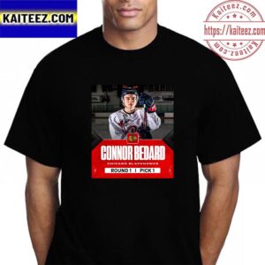 With The 1st Overall Pick In The 2023 NHL Draft Chicago Blackhawks Select Connor Bedard Vintage T-Shirt