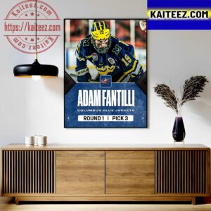 With The 3rd Overall Pick In The 2023 NHL Draft Columbus Blue Jackets Select Adam Fantilli Art Decor Poster Canvas