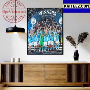2023 UEFA Super Cup Winners Are Manchester City Art Decor Poster Canvas