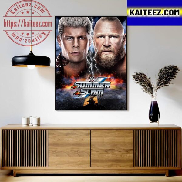 Cody Rhodes vs Brock Lesnar In The Rubber Match At WWE Summerslam Art Decor Poster Canvas