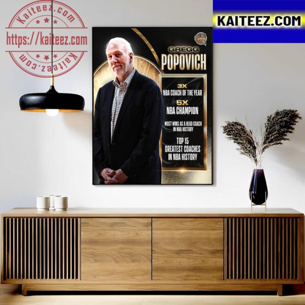 Gregg Popovich Basketball Hall Of Fame Resume Class Of 2023 Art Decor Poster Canvas