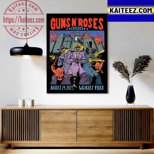 Guns N Roses at Wrigley Field Chicago August 24th 2023 Art Decor Poster Canvas