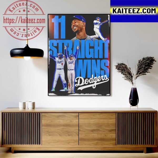 Los Angeles Dodgers 11 Straight Wins In MLB Classic T-Shirt Art Decor Poster Canvas