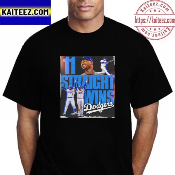 Los Angeles Dodgers 11 Straight Wins In MLB Vintage T-Shirt