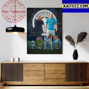 Manchester City Won 4 Trophies In A Season Art Decor Poster Canvas