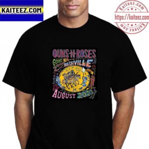Official Guns N Roses World Tour Poster at Geodis Park Nashville Tennessee US August 26th 2023 Vintage T-Shirt