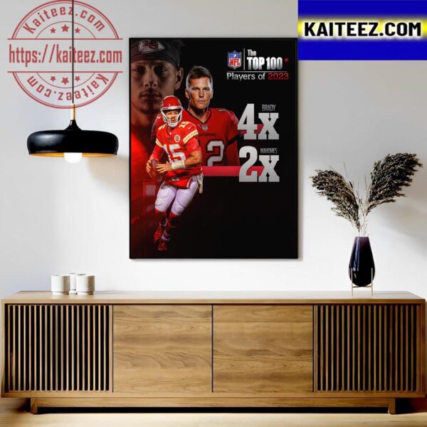 Patrick Mahomes 2x and Tom Brady 4x Voted Top 1 In NFL The Top 100 Players Art Decor Poster Canvas