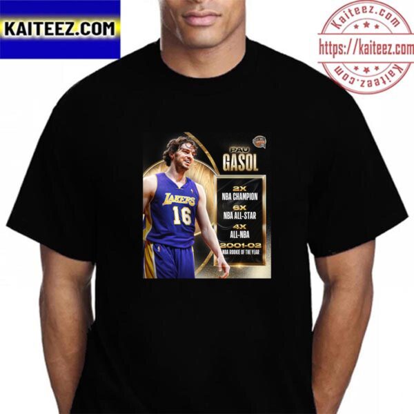 Pau Gasol Basketball Hall Of Fame Class Of 2023 Resume Vintage T-Shirt