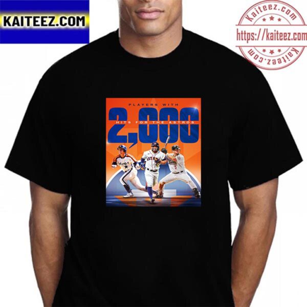 Players With 2000 Hits For The Houston Astros In MLB Vintage T-Shirt