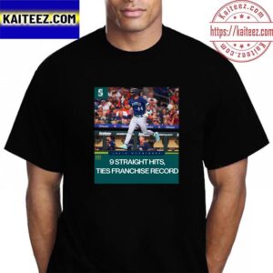 Seattle Mariners Julio Rodriguez 9 Straight Hits Ties Franchise Record Vintage T-Shirt