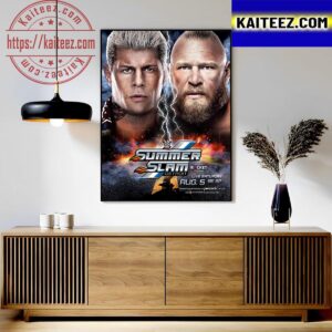 The American Nightmare Cody Rhodes Vs The Beast Brock Lesnar At WWE Summerslam Art Decor Poster Canvas