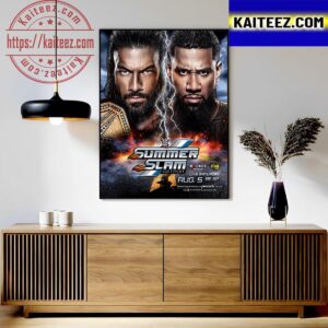 Tribal Combat At SummerSlam Between Undisputed WWE Universal Champion Roman Reigns And Jey Uso Art Decor Poster Canvas