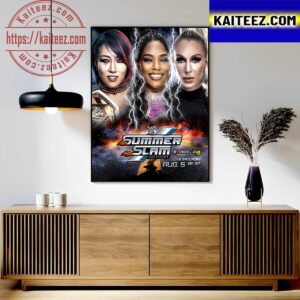 Triple Threat Match WWE SummerSlam Asuka Vs Bianca Belair And Charlotte Flair Art Decor Poster Canvas