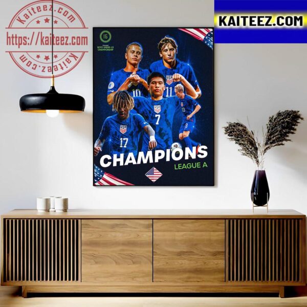 USA Are 2023 Concacaf BU15 League A Champions Art Decor Poster Canvas