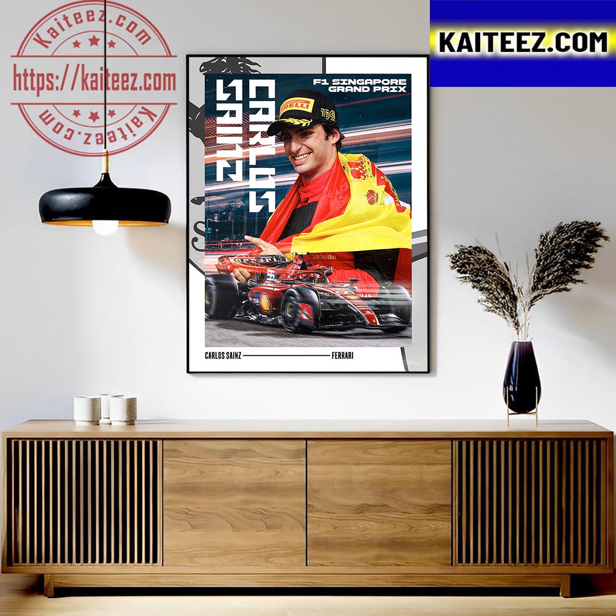 Carlos Sainz Is The Winner F1 Singapore Grand Prix Art Decor Poster Canvas