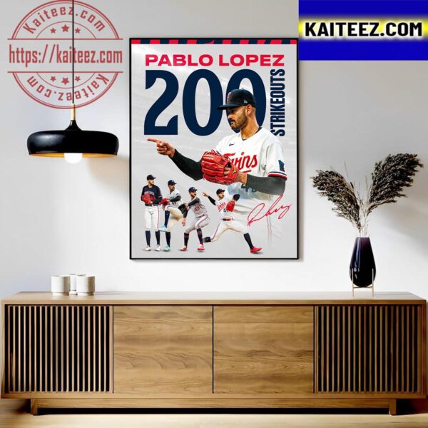 Congrats to Pablo Lopez On 200 Strikeouts This Season With Minnesota Twins In MLB Art Decor Poster Canvas