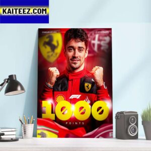 Congratulations to Charles Leclerc Of The Scuderia Ferrari F1 Team Over 1000 Points Scored In Career Art Decor Poster Canvas