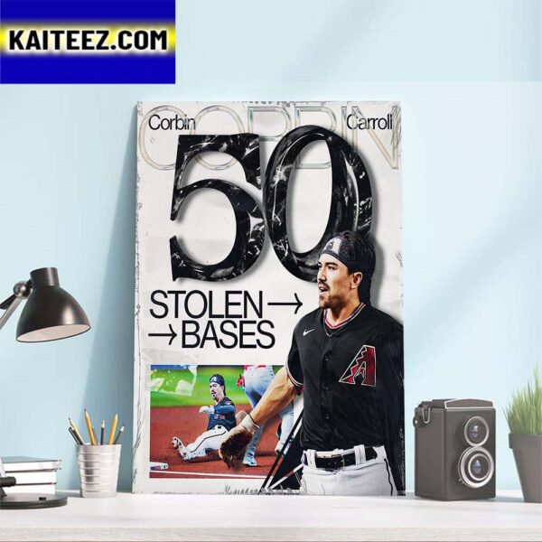 Corbin Carroll 50 Stolen Bases In MLB Art Decor Poster Canvas