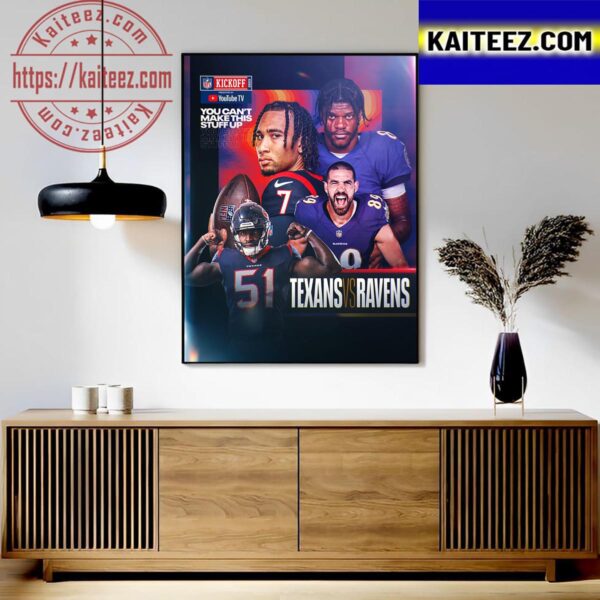 Houston Texans Vs Baltimore Ravens NFL Kickoff 2023 Art Decor Poster Canvas