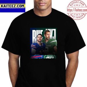Josh Allen Vs Aaron Rodgers Poster For Game Buffalo Bills vs New York Jets in NFL Vintage T-Shirt