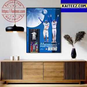 Los Angeles Dodgers 11 Straight Postseason In MLB Art Decor Poster Canvas