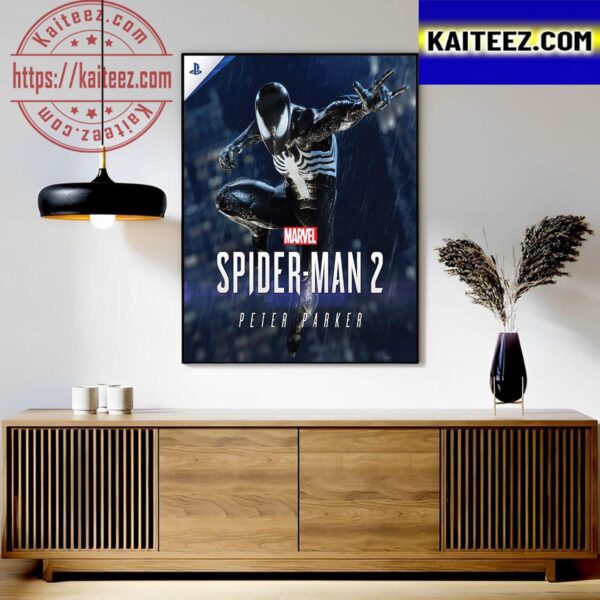 Marvels Spider-Man 2 Black Suit Peter Parker Poster Art Decor Poster Canvas