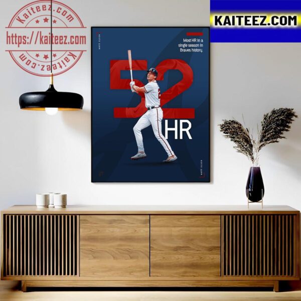 Matt Olson 52 HR Is The Most In A Single Season In Atlanta Braves History Art Decor Poster Canvas
