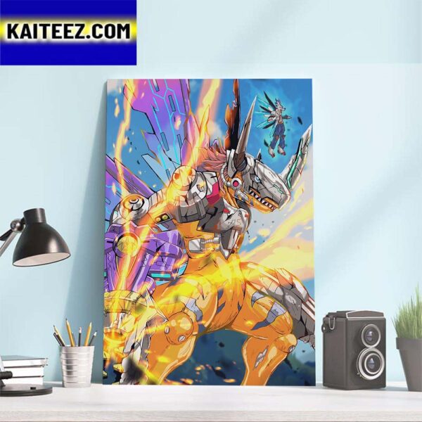 Meta lGreymon x Weregarurumon Poster Art Decor Poster Canvas