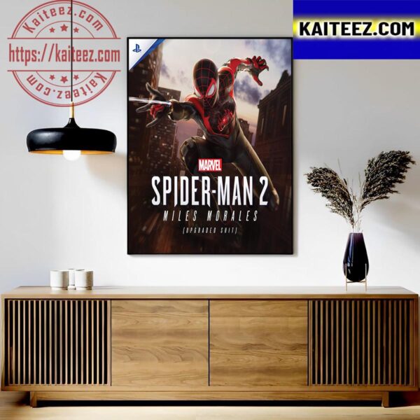 Miles Morales Upgraded Suit In Spider-Man 2 Of Marvel Releasing October 20 on PS5 Art Decor Poster Canvas