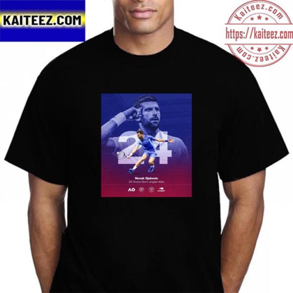 Novak Djokovic 24 Grand Slam Singles Champion Titles Vintage T-Shirt