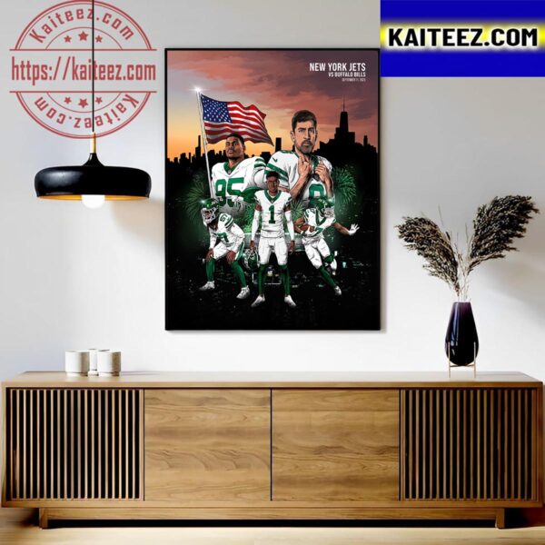 Official Poster For Aaron Rodgers And New York Jets Vs Buffalo Bills in NFL Art Decor Poster Canvas