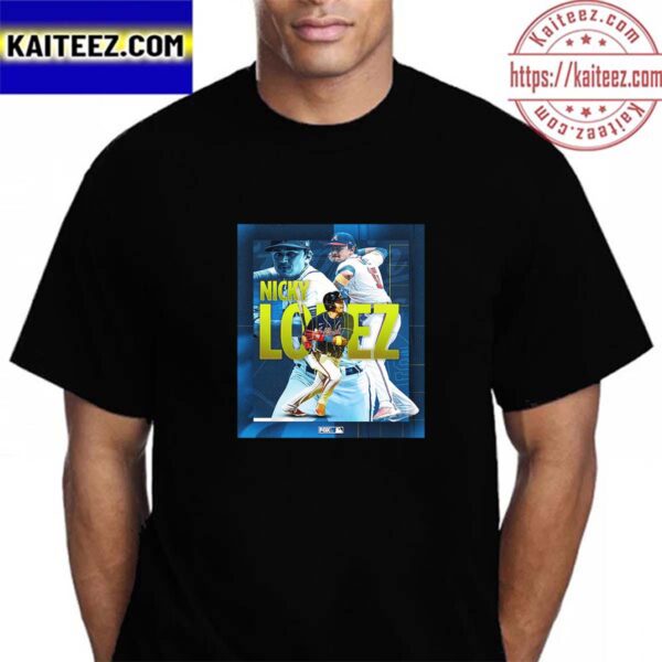 Official Poster For Nicky Lopez Of Atlanta Braves In MLB Vintage T-Shirt