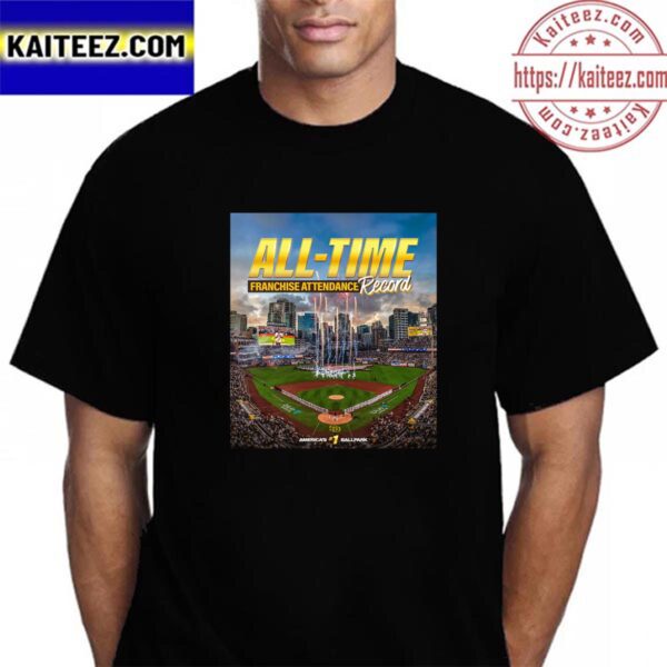 San Diego Padres All-Time Franchise Attendance Record Vintage T-Shirt
