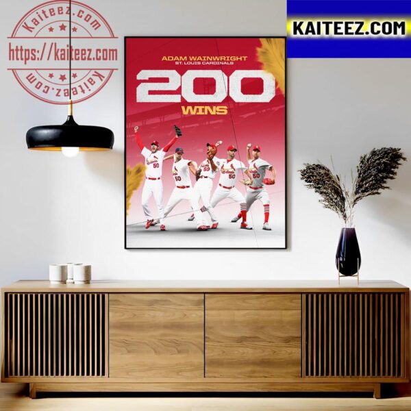 St Louis Cardinals Adam Wainwright 200 Career Wins In MLB Art Decor Poster Canvas