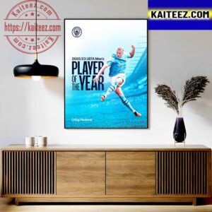 The 2022-23 UEFA Mens Player Of The Year Is Erling Haaland Of Manchester City Art Decor Poster Canvas